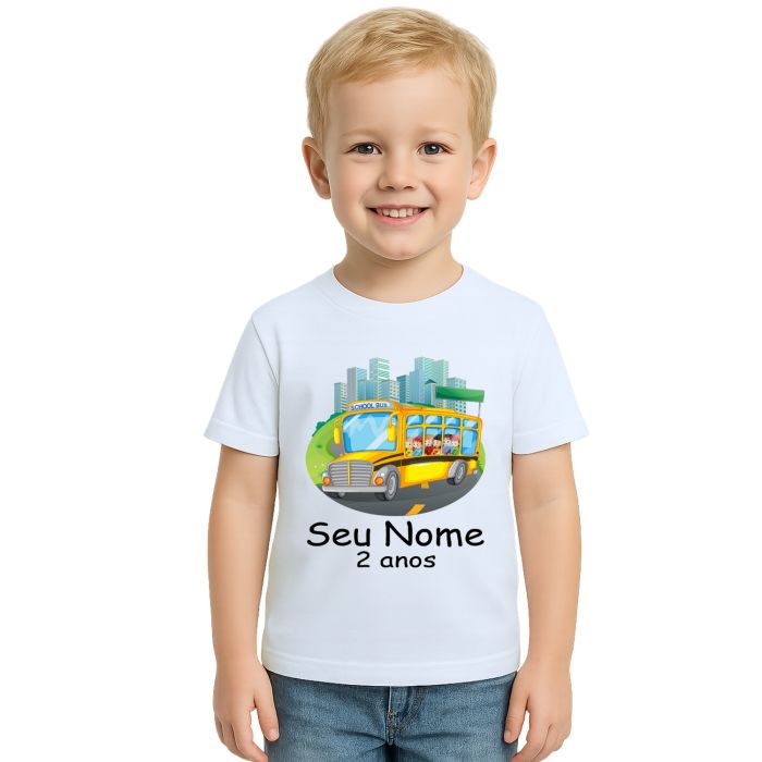Camiseta Ônibus Escolar School Bus Estampa Personalizada