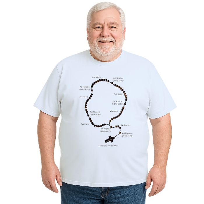 Camiseta Rezar o Terço Religiosa Estampa Personalizada