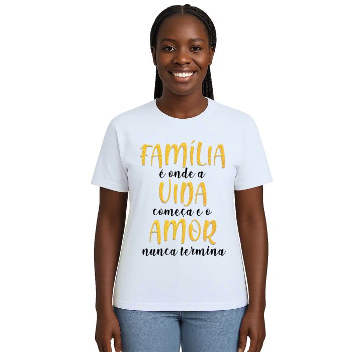 Camiseta Família Vida e Amor Estampa Personalizada