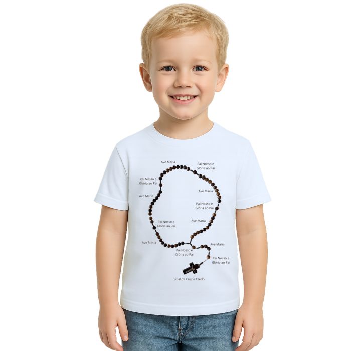Camiseta Rezar o Terço Religiosa Estampa Personalizada