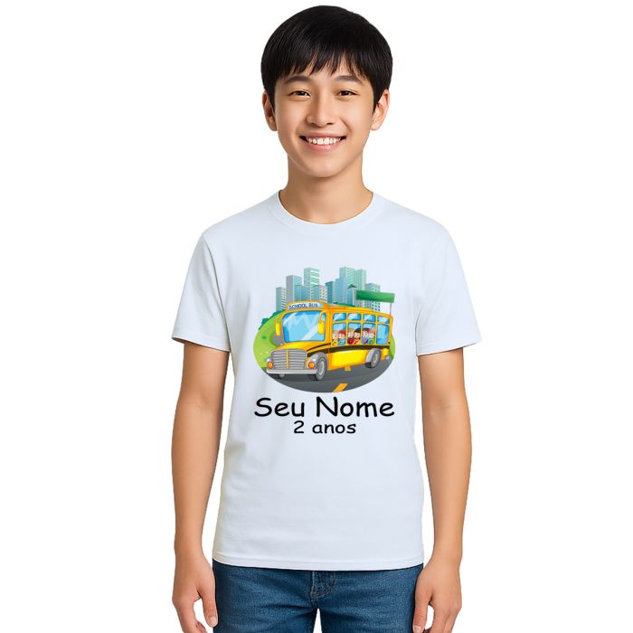 Camiseta Ônibus Escolar School Bus Estampa Personalizada