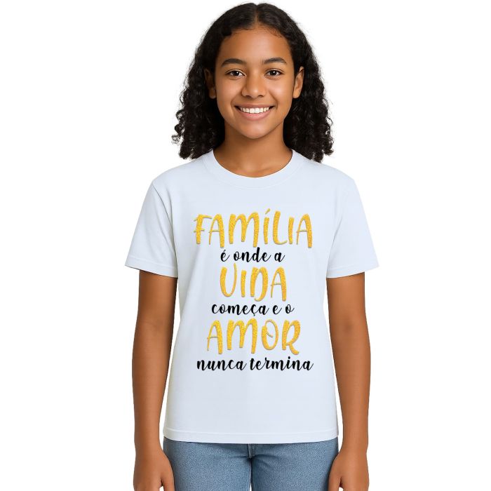 Camiseta Família Vida e Amor Estampa Personalizada
