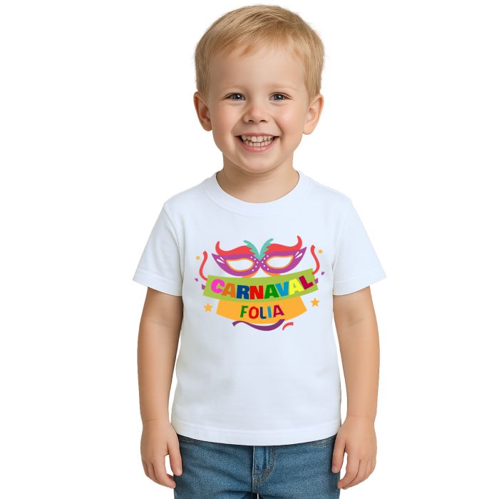 Camiseta Carnaval Máscara da Folia Estampa Personalizada