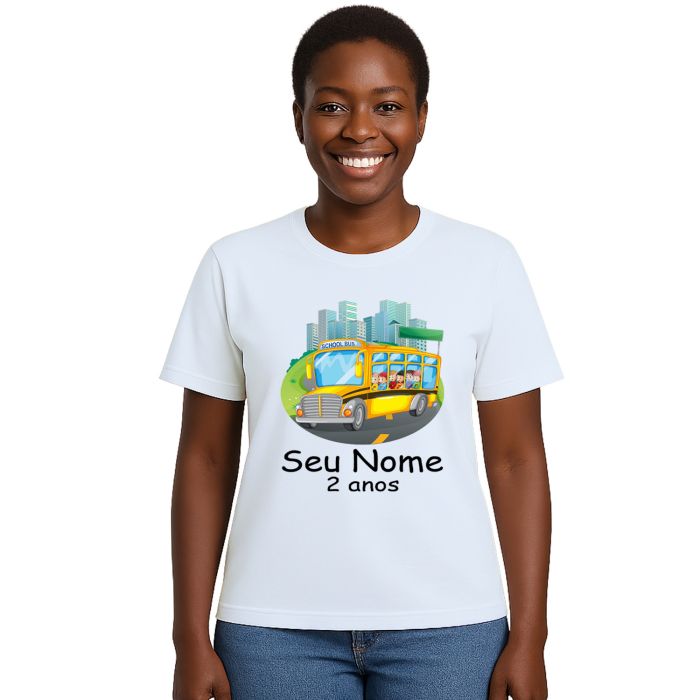 Camiseta Ônibus Escolar School Bus Estampa Personalizada