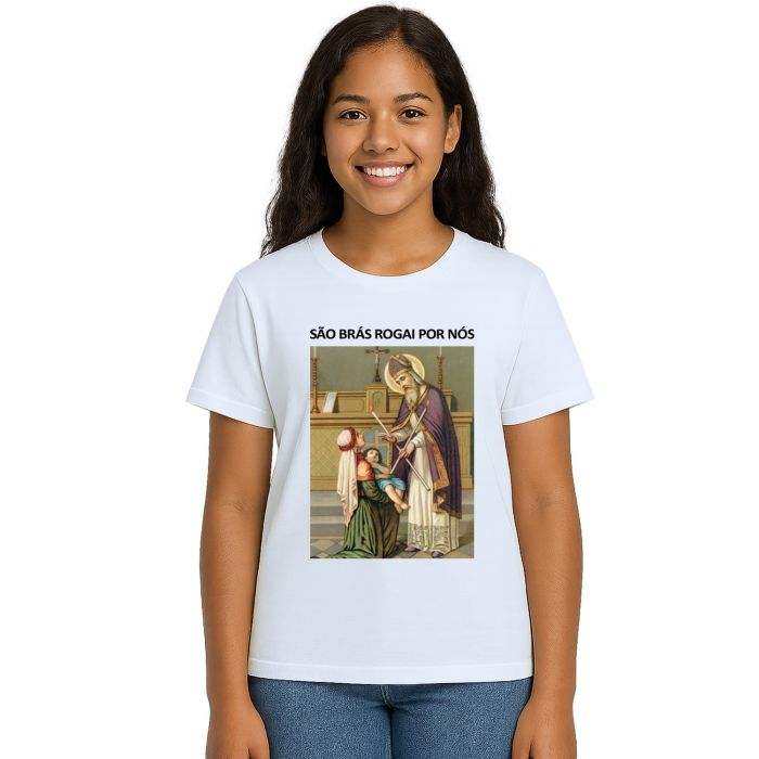 Camiseta São Brás Rogai Por Nós Estampa Personalizada