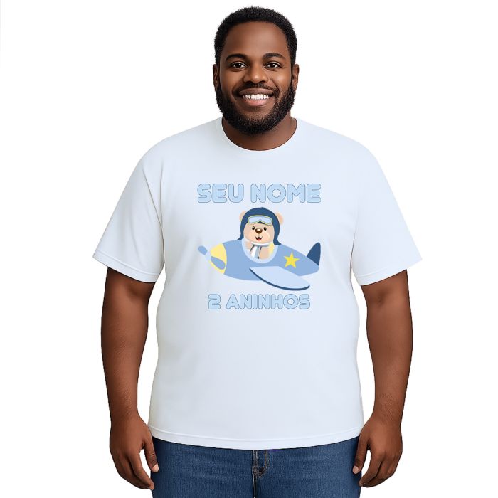 Camiseta Ursinho Aviador Avião Urso Estampa Personalizada