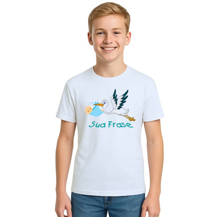 Camiseta Bebê Cegonha Grávida Estampa Personalizada