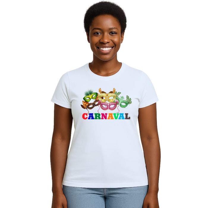 Camiseta Carnaval Máscaras de Folia Estampa Personalizada