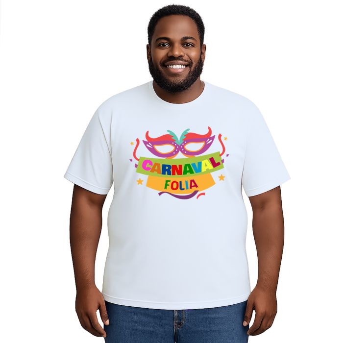 Camiseta Carnaval Máscara da Folia Estampa Personalizada