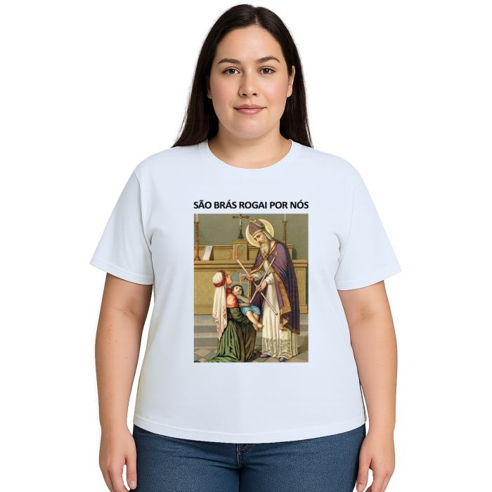 Camiseta São Brás Rogai Por Nós Estampa Personalizada