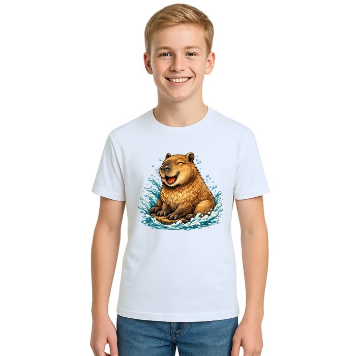 Camiseta Capivara Feliz na Agua Estampa Personalizada