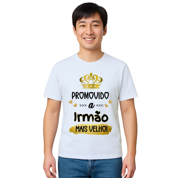 Camiseta Promovido Irmão Mais Velho Estampa Personalizada