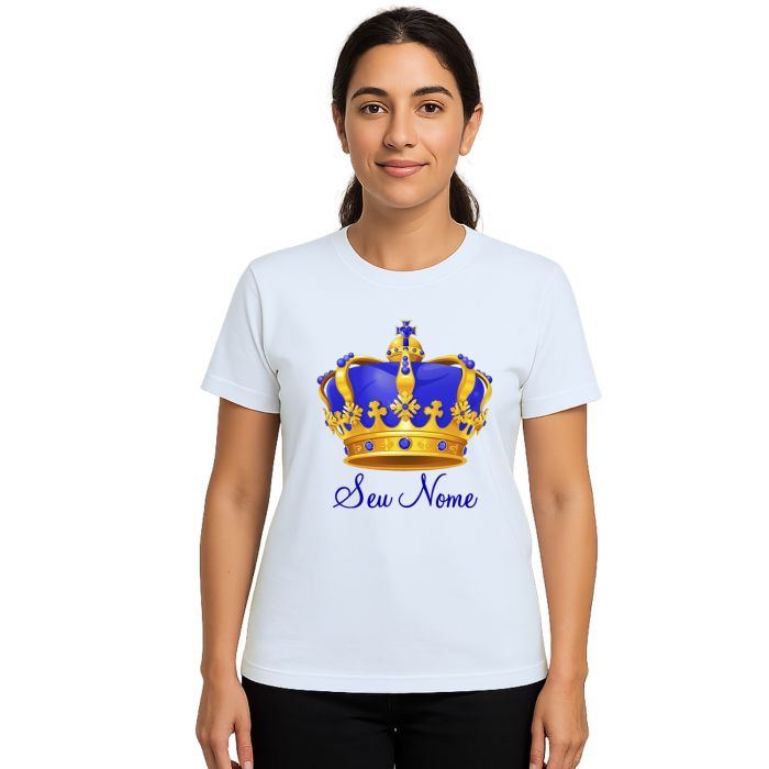 Camiseta Coroa Azul Príncipe Realeza Estampa Personalizada