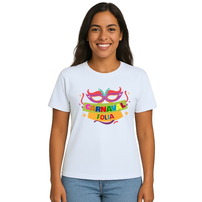 Camiseta Carnaval Máscara da Folia Estampa Personalizada