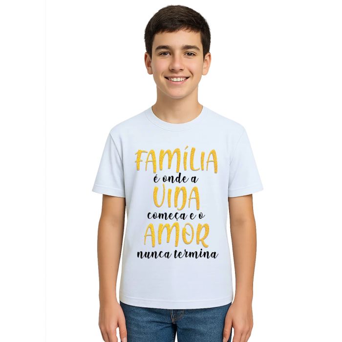 Camiseta Família Vida e Amor Estampa Personalizada