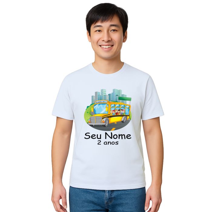 Camiseta Ônibus Escolar School Bus Estampa Personalizada