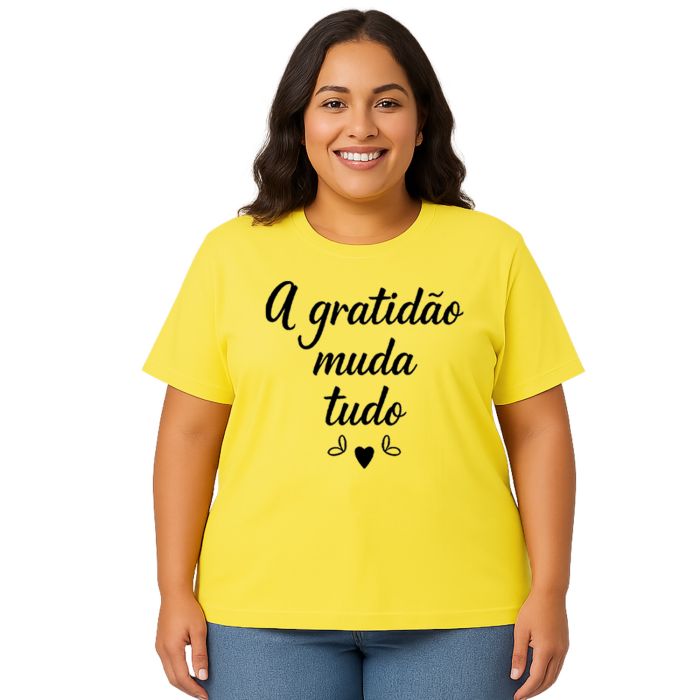 Camiseta Gratidão Muda Tudo Estampa Personalizada
