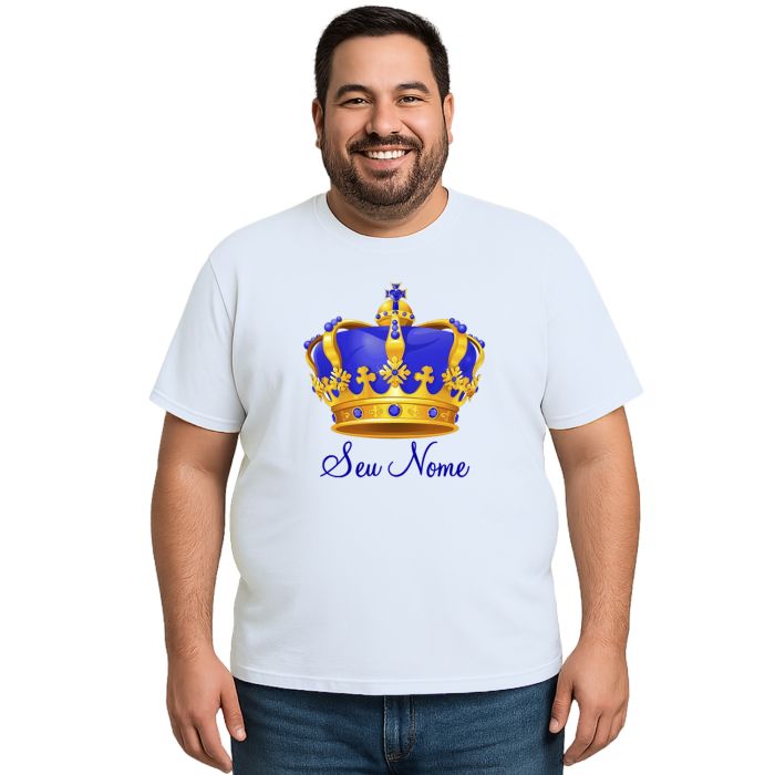 Camiseta Coroa Azul Príncipe Realeza Estampa Personalizada