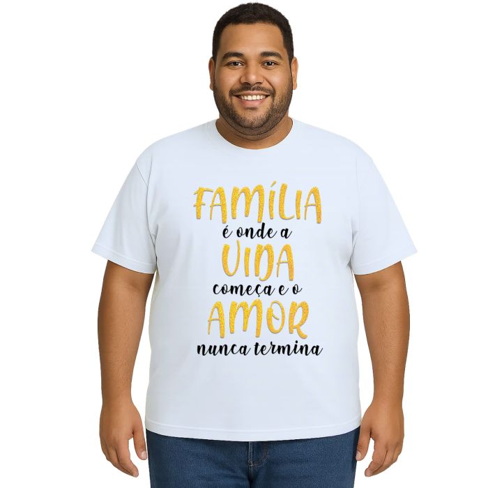 Camiseta Família Vida e Amor Estampa Personalizada