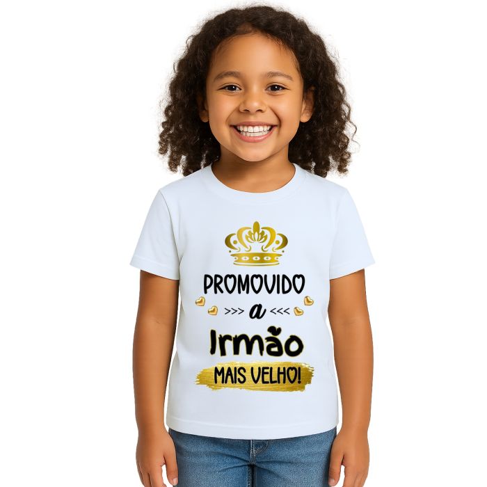 Camiseta Promovido Irmão Mais Velho Estampa Personalizada