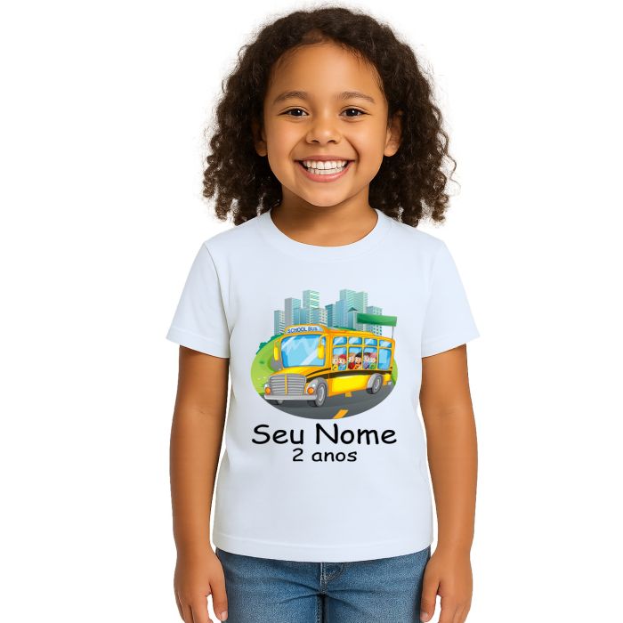 Camiseta Ônibus Escolar School Bus Estampa Personalizada