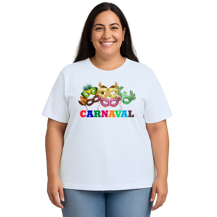 Camiseta Carnaval Máscaras de Folia Estampa Personalizada