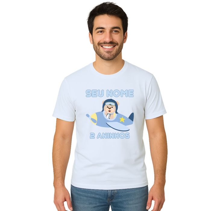 Camiseta Ursinho Aviador Avião Urso Estampa Personalizada