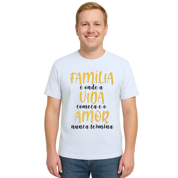Camiseta Família Vida e Amor Estampa Personalizada