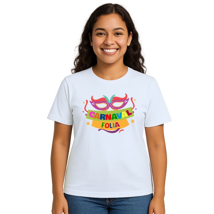 Camiseta Carnaval Máscara da Folia Estampa Personalizada