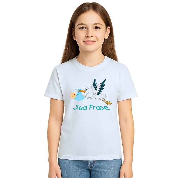 Camiseta Bebê Cegonha Grávida Estampa Personalizada