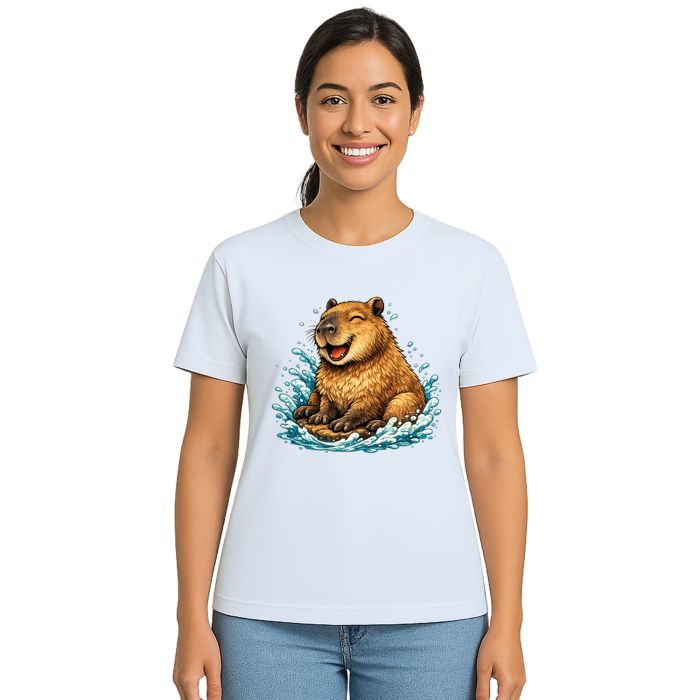 Camiseta Capivara Feliz na Agua Estampa Personalizada