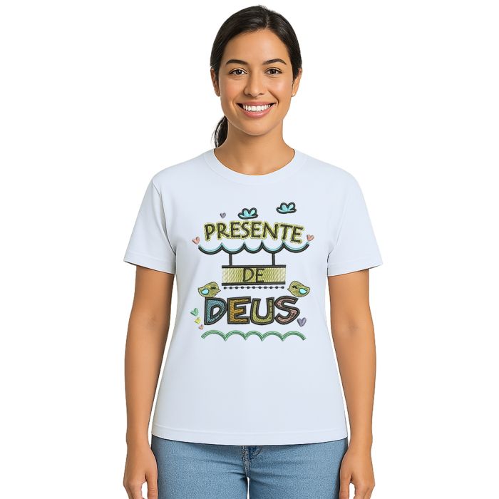 Camiseta Presente de Deus Religiosa Estampa Personalizada