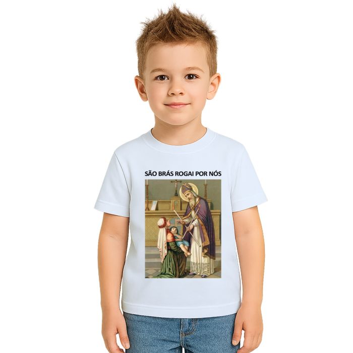 Camiseta São Brás Rogai Por Nós Estampa Personalizada