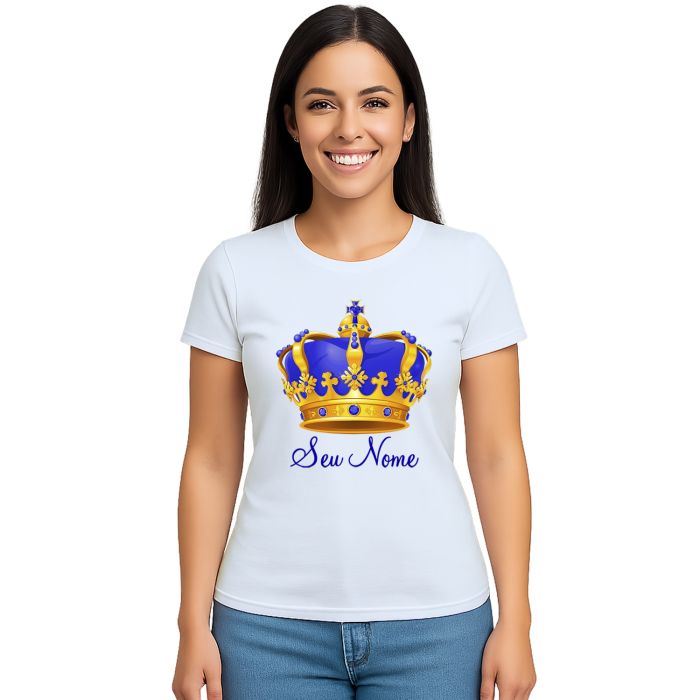 Camiseta Coroa Azul Príncipe Realeza Estampa Personalizada