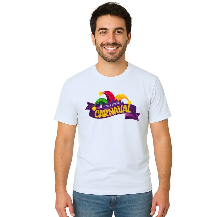 Camiseta Carnaval Festa e Diversão Estampa Personalizada