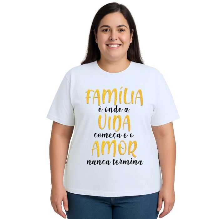 Camiseta Família Vida e Amor Estampa Personalizada