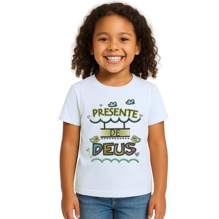 Camiseta Presente de Deus Religiosa Estampa Personalizada