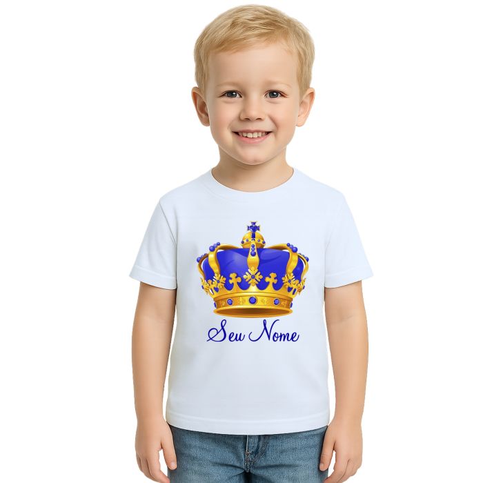 Camiseta Coroa Azul Príncipe Realeza Estampa Personalizada