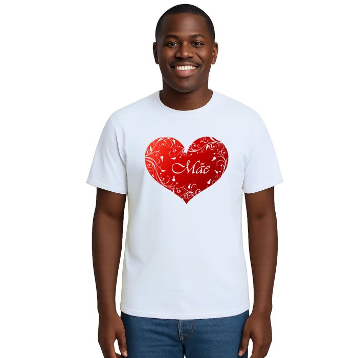 Camiseta Mãe no Coração Dia das Mães Estampa Personalizada
