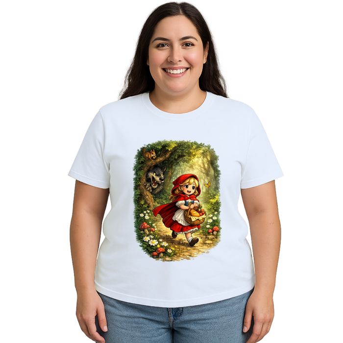Camiseta Chapeuzinho Vermelho Lobo Mau Estampa Personalizada