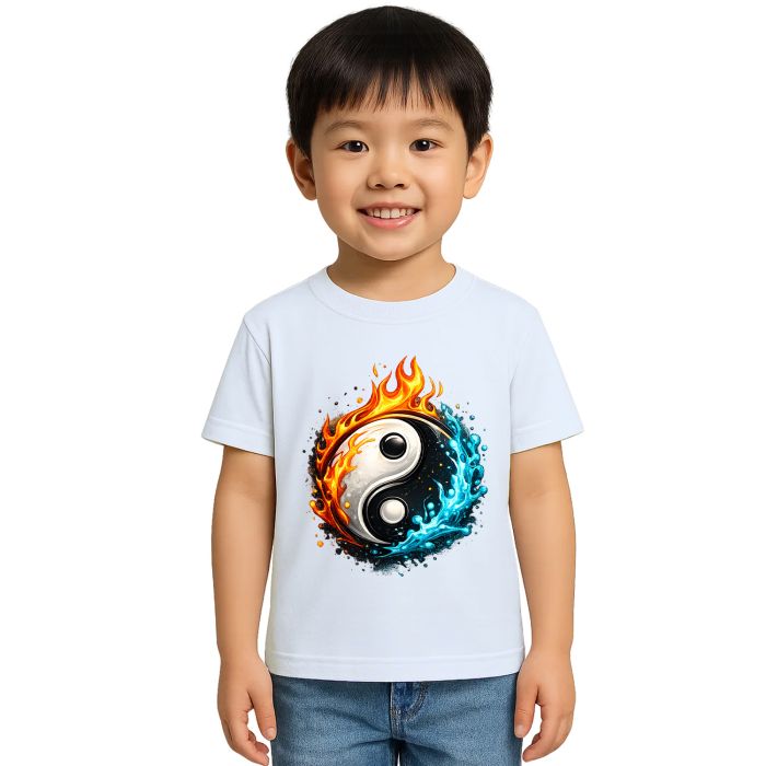 Camiseta Yin Yang Taijitu Agua e Fogo Estampa Personalizada