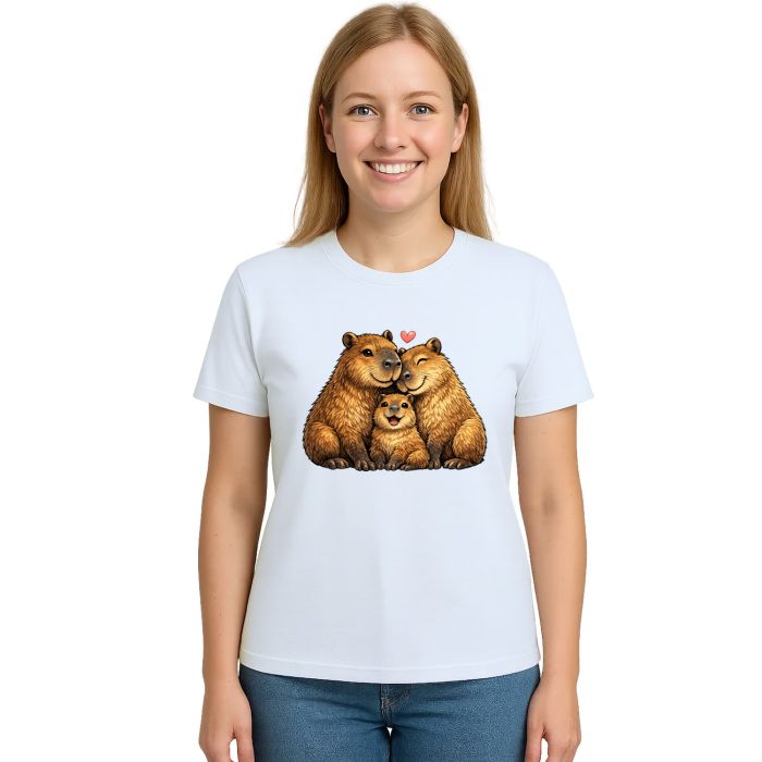 Camiseta Capivara Amor em Família Estampa Personalizada