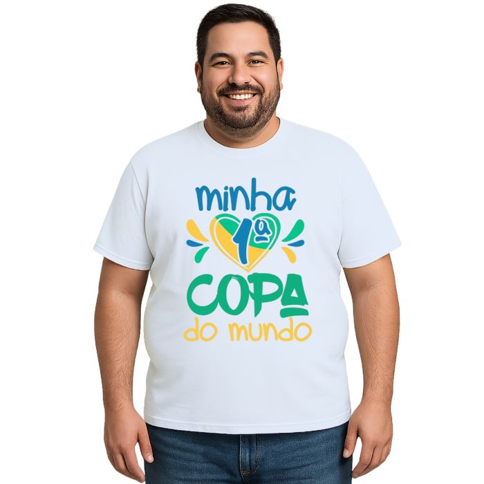 Camiseta Minha Primeira Copa do Mundo Coração Personalizada