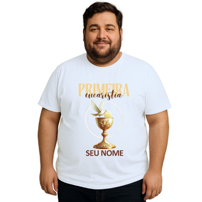 Camiseta Primeira Eucaristia Taça Estampa Personalizada