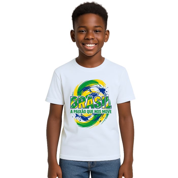 Camiseta Brasil Paixão Que Nos Move Estampa Personalizada