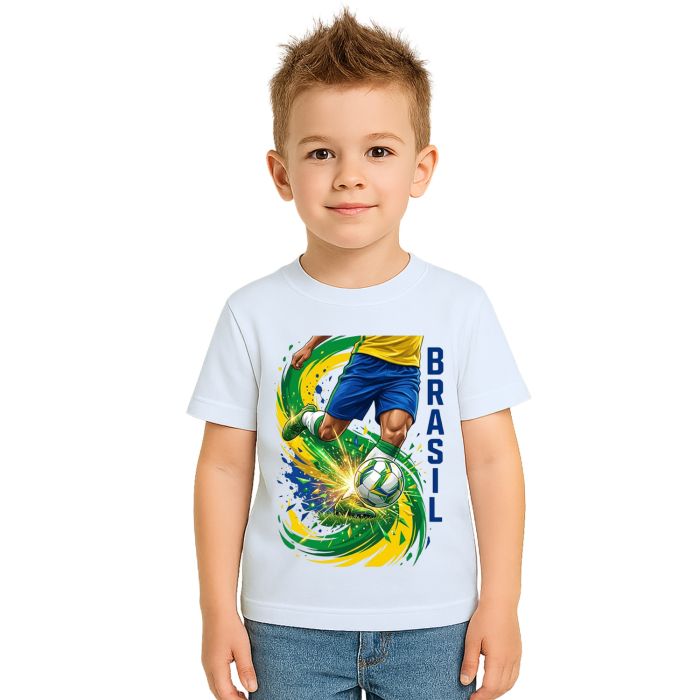 Camiseta Brasil Jogador de Futebol Estampa Personalizada