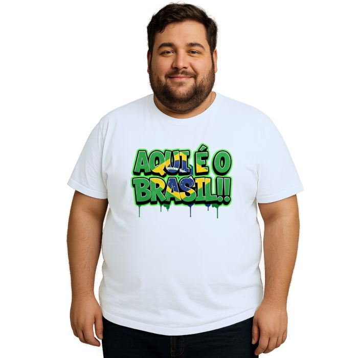 Camiseta Aqui é o Brasil Bandeira Estampa Personalizada