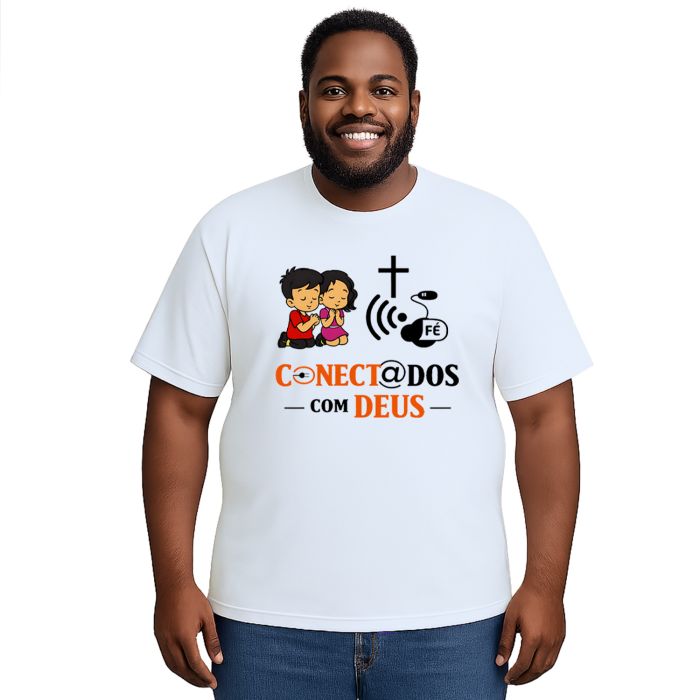Camiseta Conectados Com Deus Estampa Personalizada