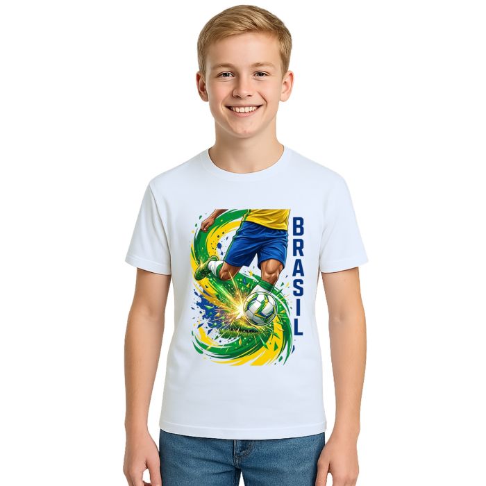 Camiseta Brasil Jogador de Futebol Estampa Personalizada