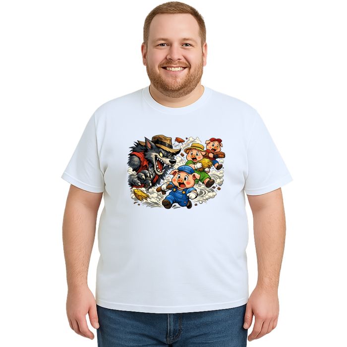 Camiseta Lobo Mau e os Três Porquinhos Estampa Personalizada